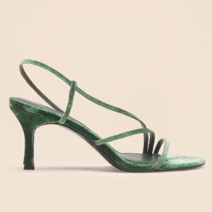 Reformation Green Velvet Heeled Sandal (Marylou)